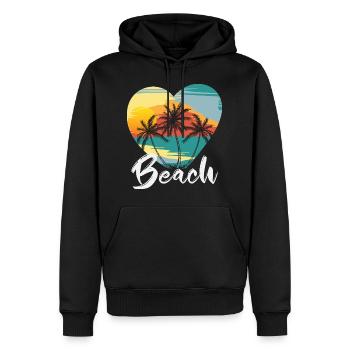 Beach, heart, palm trees in one heart - Men’s Premium Organic Hoodie - black - Front - Nico (187cm)