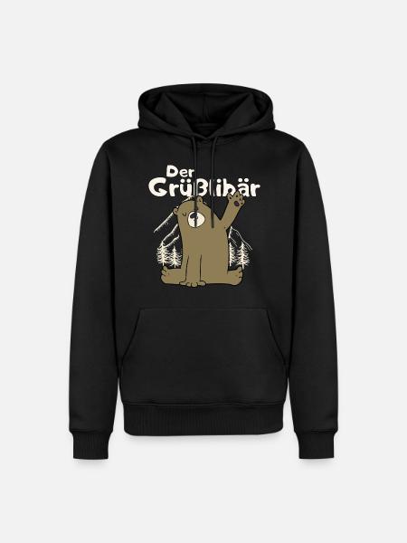 Gruesslibaer der Grüßlibär winkt Bär Motiv Meme - Männer Premium Bio Hoodie - Schwarz