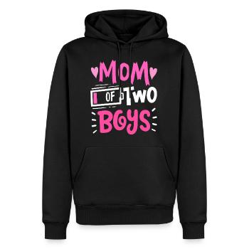 Maman de 2 garçons Batterie faible Drôle Fête des mères - Sweat à capuche Premium bio Homme - noir - Devant - Nico (187cm)