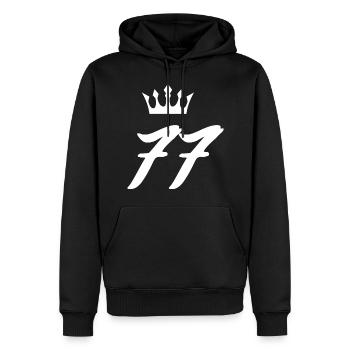 77 Number crown - Men’s Premium Organic Hoodie - black - Front - Nico (187cm)