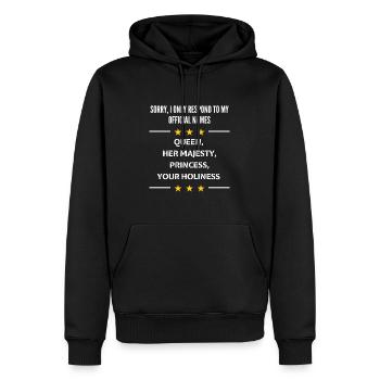 Désolé, je ne réponds qu’à mes noms officiels! Drôle - Sweat à capuche Premium bio Homme - noir - Devant - Nico (187cm)