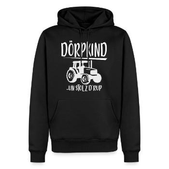 Dorfkind und stolz drauf - Männer Premium Bio Hoodie - Schwarz - Vorne - Nico (187cm)