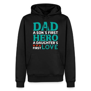 Vater des Sohns Held, der Tochter erste Liebe - Männer Premium Bio Hoodie - Schwarz - Vorne - Nico (187cm)