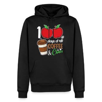 100 Days of Coffee & Chaos School Teacher - Männer Premium Bio Hoodie - Schwarz - Vorne - Nico (187cm)