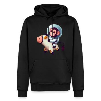 Astronaut Affe reitet auf Kuh - Männer Premium Bio Hoodie - Schwarz - Vorne - Nico (187cm)
