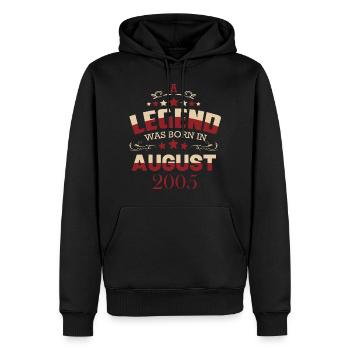 Une légende est née en août 2005 - Sweat à capuche Premium bio Homme - noir - Devant - Nico (187cm)