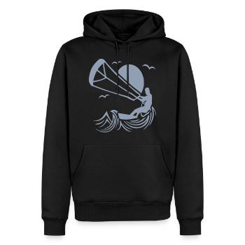 Kitesurfer Silhouette, Kiten Abenteuer Design - Männer Premium Bio Hoodie - Schwarz - Vorne - Nico (187cm)