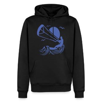 Kitesurfer Silhouette, Kiten Abenteuer Design - Männer Premium Bio Hoodie - Schwarz - Vorne - Nico (187cm)