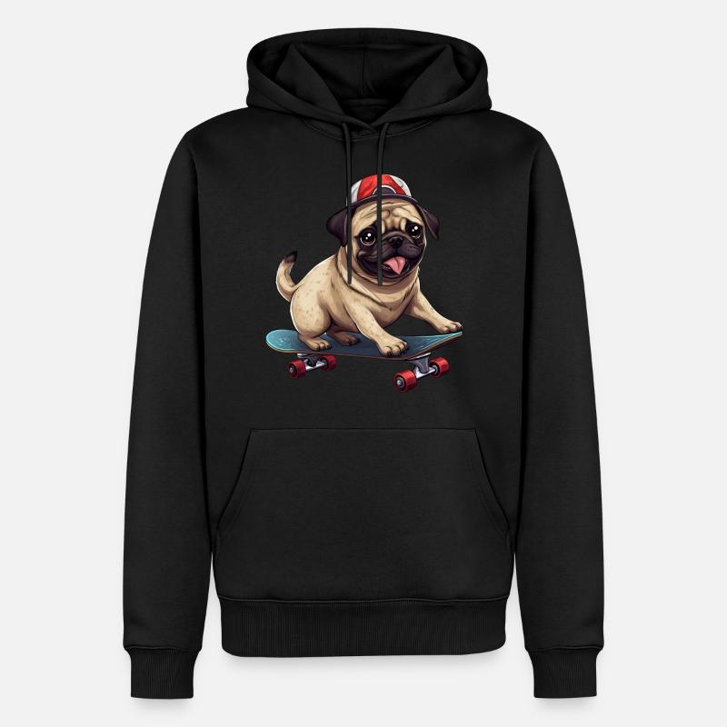 Skateboard Pug: Dynamic Dog et - Sweat à capuche Premium bio Homme - noir