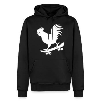 Huhn Hahn Henne Skateboard Skater Silhouette - Männer Premium Bio Hoodie - Schwarz - Vorne - Nico (187cm)