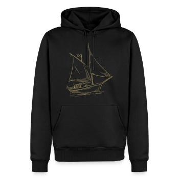 Voilier Silhouette Mer Design Minimaliste - Sweat à capuche Premium bio Homme - noir - Devant - Nico (187cm)
