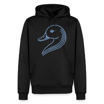 Tête de silhouette de cygne de canard minimaliste - Sweat à capuche Premium bio Homme - noir - Devant - Nico (187cm)