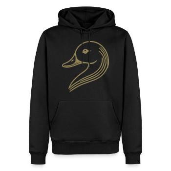 Tête de silhouette de cygne de canard minimaliste - Sweat à capuche Premium bio Homme - noir - Devant - Nico (187cm)
