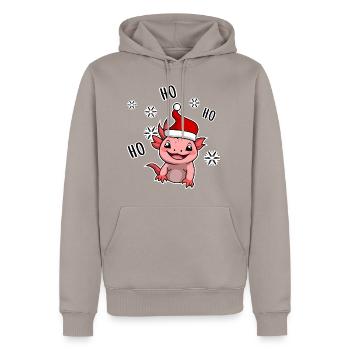 Merry Christmas from the cutest little axolotl - Men’s Premium Organic Hoodie - taupe - Front - Nico (187cm)