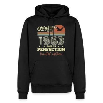 Original 1963 cadeau anniversaire 1945 rétro 1963 - Sweat à capuche Premium bio Homme - noir - Devant - Nico (187cm)