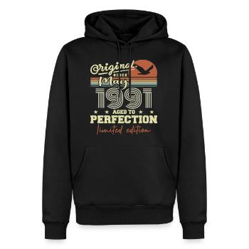Mai 1991 | Geburtstagsgeschenk Mai 1991 Mai 1991 - Männer Premium Bio Hoodie - Schwarz - Vorne - Nico (187cm)