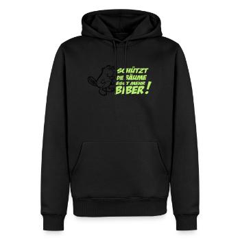 Schützt die Bäume - esst mehr Biber! - Männer Premium Bio Hoodie - Schwarz - Vorne - Nico (187cm)