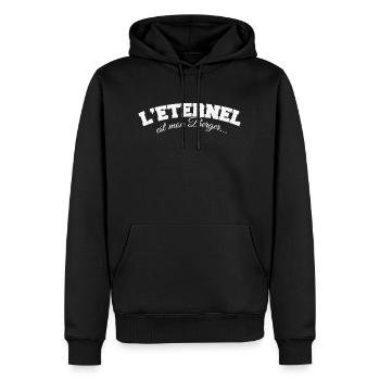 Eternel est mon Berger - Sweat à capuche Premium bio Homme - noir - Devant - Nico (187cm)