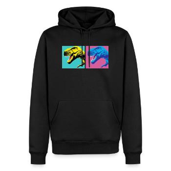 T-Rex PopArt C - Männer Premium Bio Hoodie - Schwarz - Vorne - Nico (187cm)