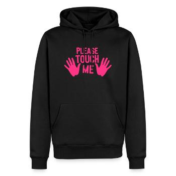 please touch me main hand touche moi - Sweat à capuche Premium bio Homme - noir - Devant - Nico (187cm)