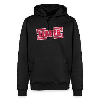 Leader - Männer Premium Bio Hoodie - Schwarz - Vorne - Nico (187cm)