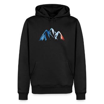 Montagnes - Montagnes - Warming Stripes - Changement climatique - Sweat à capuche Premium bio Homme - noir - Devant - Nico (187cm)