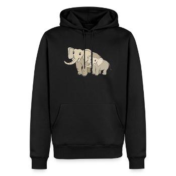 Elefanten - Männer Premium Bio Hoodie - Schwarz - Vorne - Nico (187cm)
