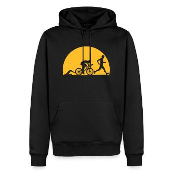 Sonne Sport Triathlon - Männer Premium Bio Hoodie - Schwarz - Vorne - Nico (187cm)