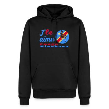 J'aime le Congo-Kinshasa - Sweat à capuche Premium bio Homme - noir - Devant - Nico (187cm)
