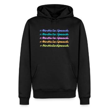 #NoHateSpeeche - Männer Premium Bio Hoodie - Schwarz - Vorne - Nico (187cm)