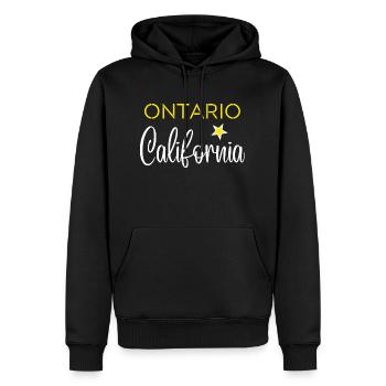 Ontario California - Sweat à capuche Premium bio Homme - noir - Devant - Nico (187cm)