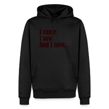 l came l saw and l love - Sweat à capuche Premium bio Homme - noir - Devant - Nico (187cm)