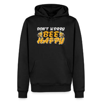 Don't Worry Bee Happy 30 - Men’s Premium Organic Hoodie - black - Front - Nico (187cm)