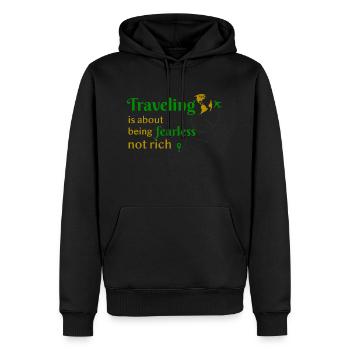 Reisen travel mutig reich geld Reiselust Urlaub - Männer Premium Bio Hoodie - Schwarz - Vorne - Nico (187cm)