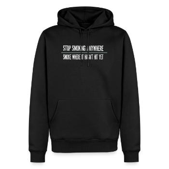 Ukranian Saying Meme Stop Smoking Anywhere - Men’s Premium Organic Hoodie - black - Front - Nico (187cm)