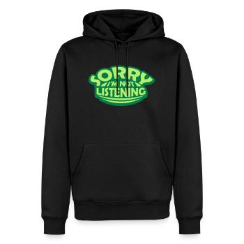 désolé de ne pas écouter - Sweat à capuche Premium bio Homme - noir - Devant - Nico (187cm)