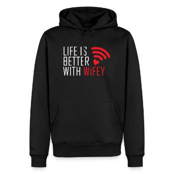 Life is better with Wifey - Wifi - Männer Premium Bio Hoodie - Schwarz - Vorne - Nico (187cm)
