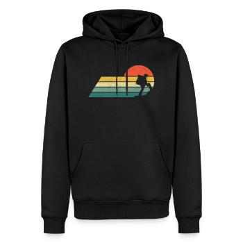 Wandern Berg Berge Retro Vintage - Männer Premium Bio Hoodie - Schwarz - Vorne - Nico (187cm)