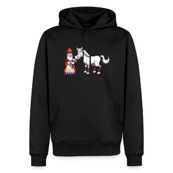 Der heilige Nikolaus füttert sein Pferd - Männer Premium Bio Hoodie - Schwarz - Vorne - Nico (187cm)