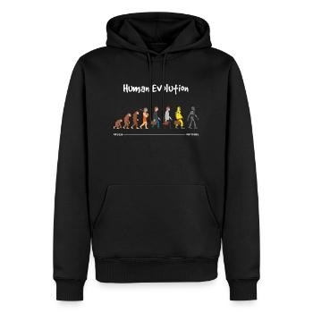 Evolution unsere Zukunft Dunkel - Männer Premium Bio Hoodie - Schwarz - Vorne - Nico (187cm)