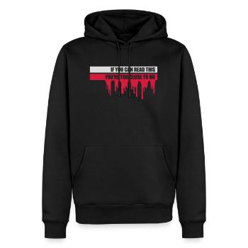 trop près de moi - Sweat à capuche Premium bio Homme - noir - Devant - Nico (187cm)