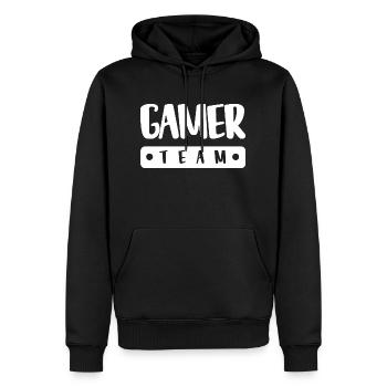 Équipe de joueurs - Sweat à capuche Premium bio Homme - noir - Devant - Nico (187cm)