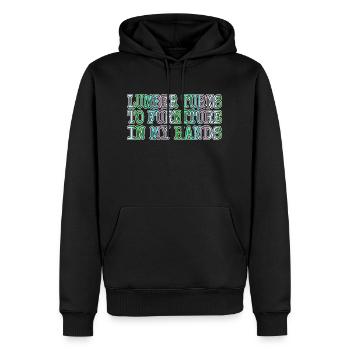 sayings present idea bday woodcutter cool - Männer Premium Bio Hoodie - Schwarz - Vorne - Nico (187cm)
