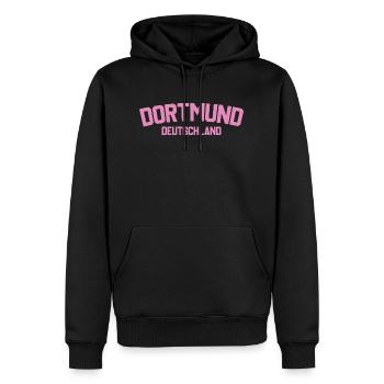 Dortmund, Deutschland - Männer Premium Bio Hoodie - Schwarz - Vorne - Nico (187cm)