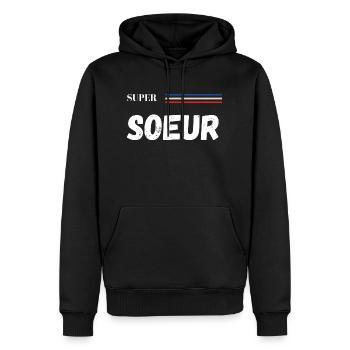 super sœur - t-shirt assorti - Sweat à capuche Premium bio Homme - noir - Devant - Nico (187cm)