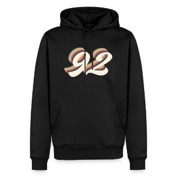 Jahrgang zum 92-jährigen Jubiläum - Männer Premium Bio Hoodie - Schwarz - Vorne - Nico (187cm)
