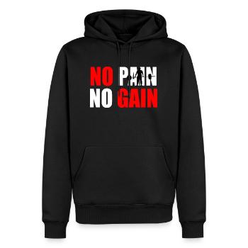 Pas de douleur pas de gain devis - Sweat à capuche Premium bio Homme - noir - Devant - Nico (187cm)