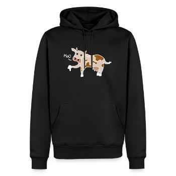 Muh / Buh-Kuh Daumen runter (Weiß) - Männer Premium Bio Hoodie - Schwarz - Vorne - Nico (187cm)