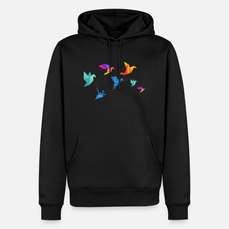 Oiseaux en papier multicolore - Sweat à capuche Premium bio Homme - noir