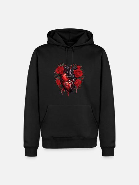 Heart Rose Illustration - Men’s Premium Organic Hoodie - black